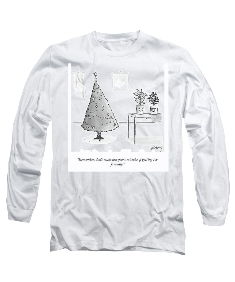 Remember Long Sleeve T-Shirt featuring the drawing Last Year's Mistake by Avi Steinberg