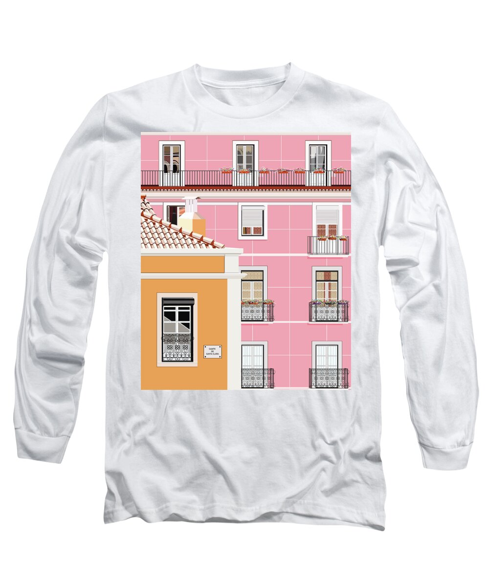 Lisbon Long Sleeve T-Shirt featuring the digital art Lisbon by Isabel Salvador