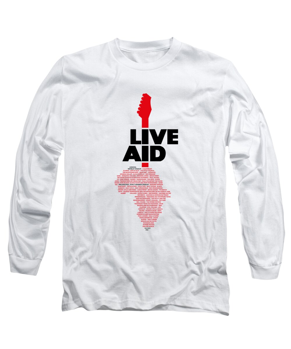 Live Long Sleeve T-Shirt featuring the digital art Live Aid 1985 black list by Andrea Gatti