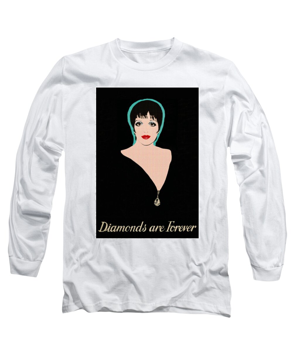 James Long Sleeve T-Shirt featuring the mixed media Liza Minelli Diamonds are Forever by Charlie Ross