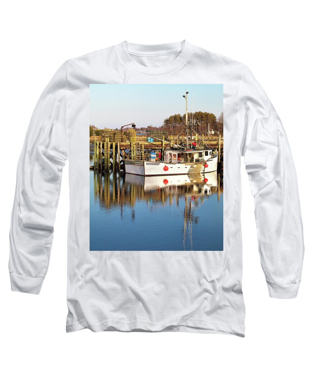 Lobster Boat Long Sleeve T-Shirt featuring the photograph Lobster Boat Reflections by Eric Gendron