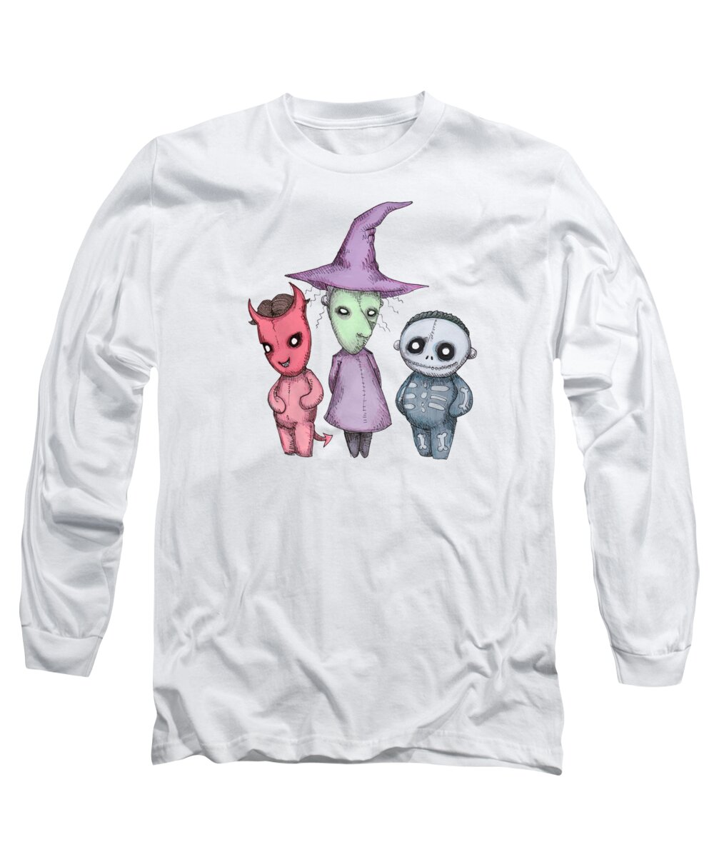 Trick Long Sleeve T-Shirt featuring the drawing Lock Shock Barrel by Ludwig Van Bacon