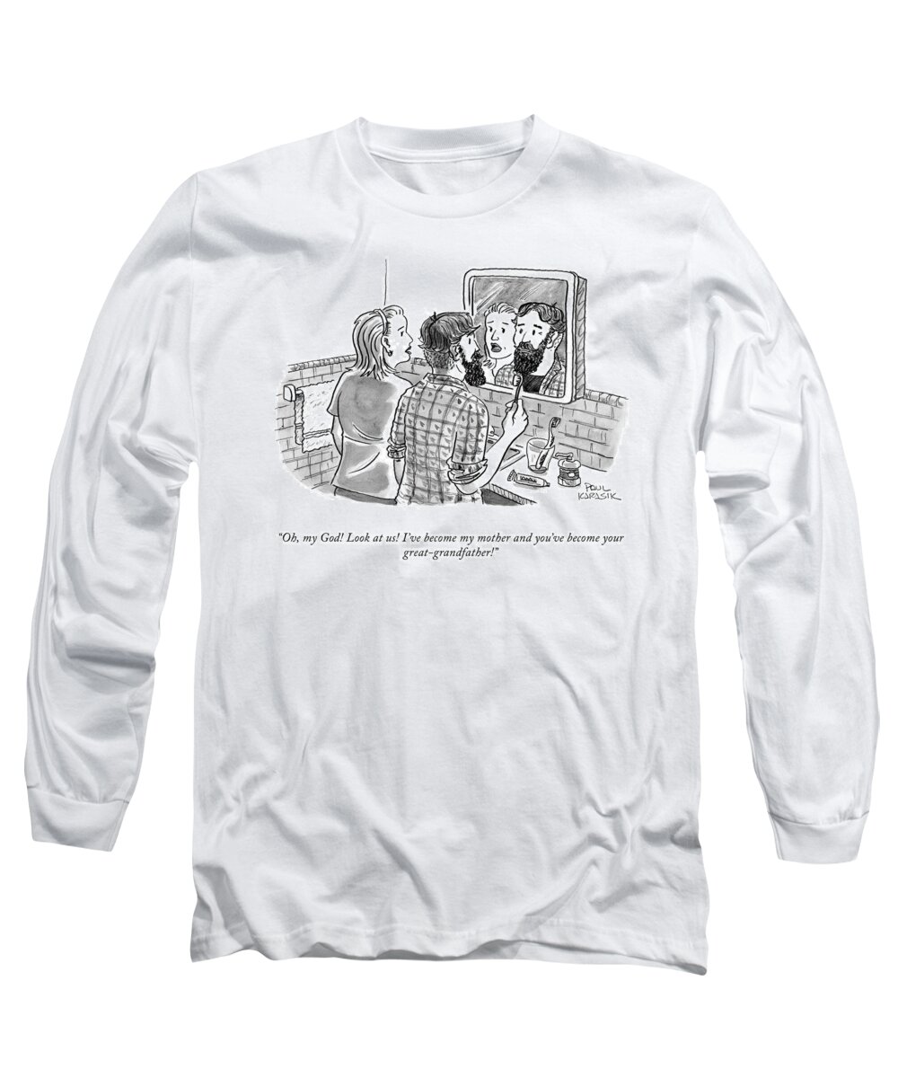oh Long Sleeve T-Shirt featuring the drawing Look At Us by Paul Karasik
