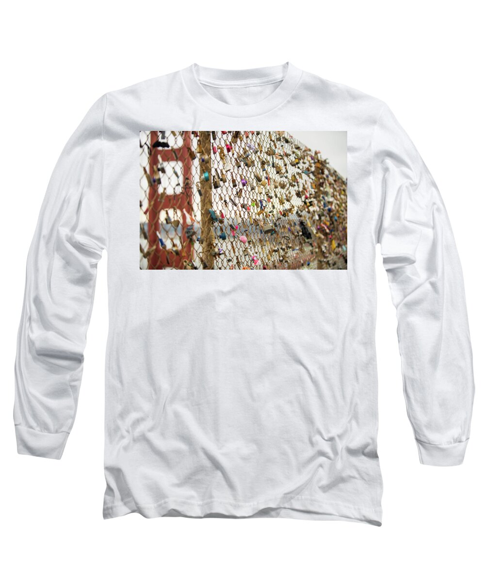 Locks Long Sleeve T-Shirt featuring the photograph Love Locks Over The Golden Gate by Todd Aaron