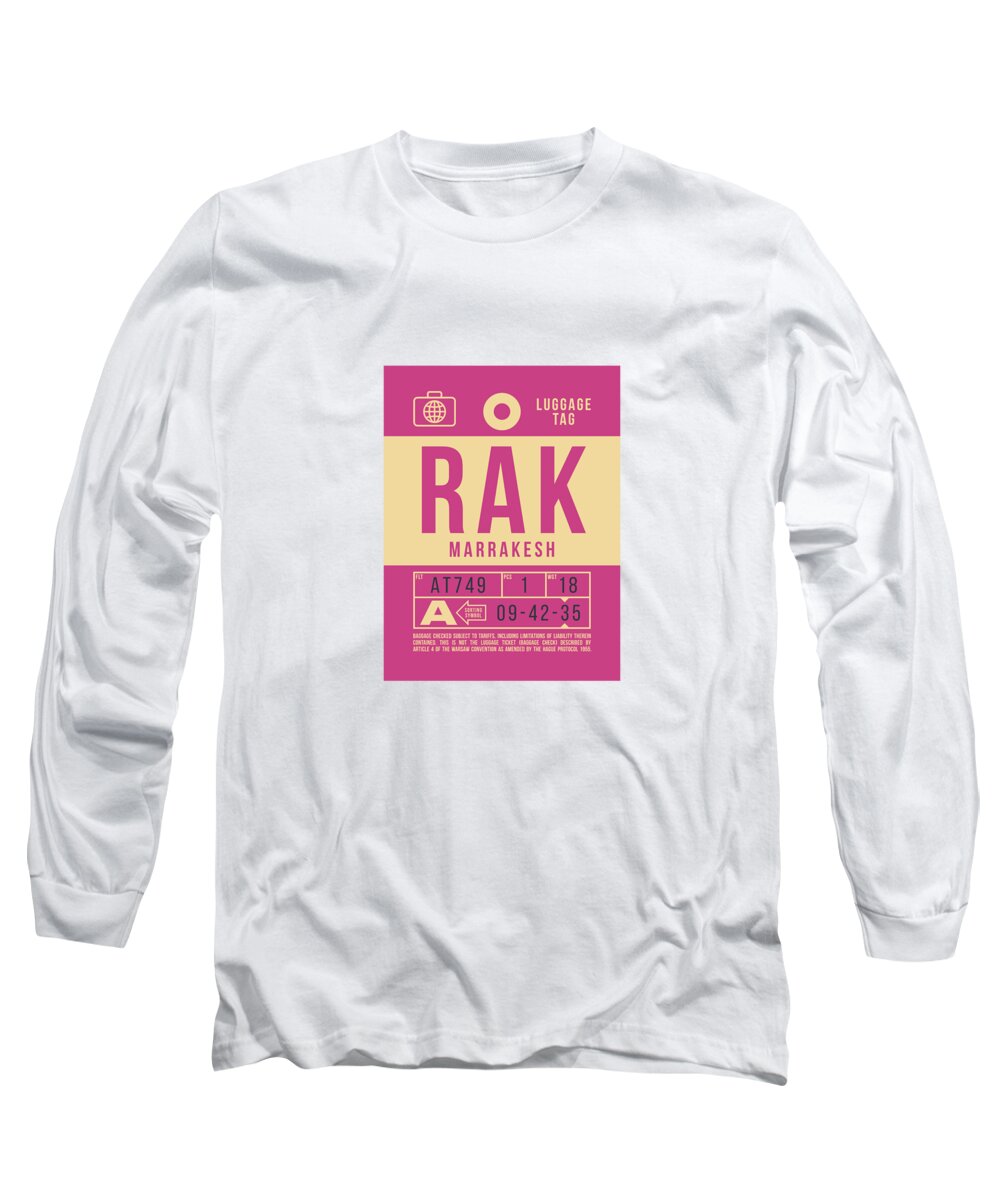 Airline Long Sleeve T-Shirt featuring the digital art Luggage Tag B - RAK Marrakesh Morocco by Organic Synthesis