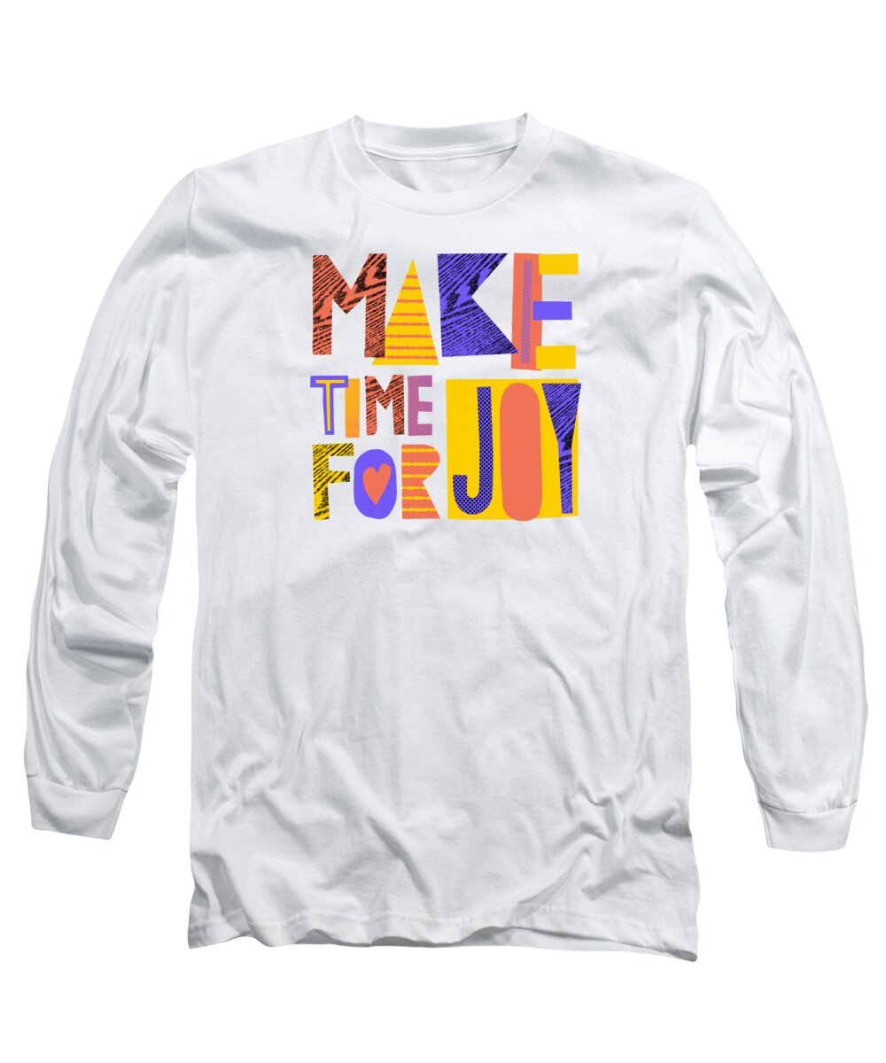 Halftone Long Sleeve T-Shirt featuring the painting Make Time for Joy - Art by Jen Montgomery by Jen Montgomery