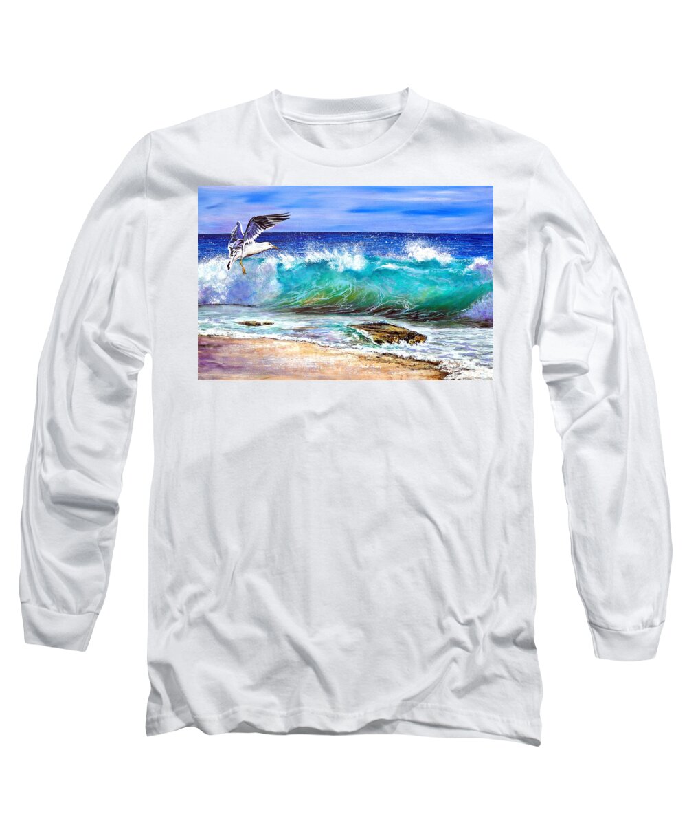 Sea Birds Long Sleeve T-Shirt featuring the painting Making Waves by R J Marchand