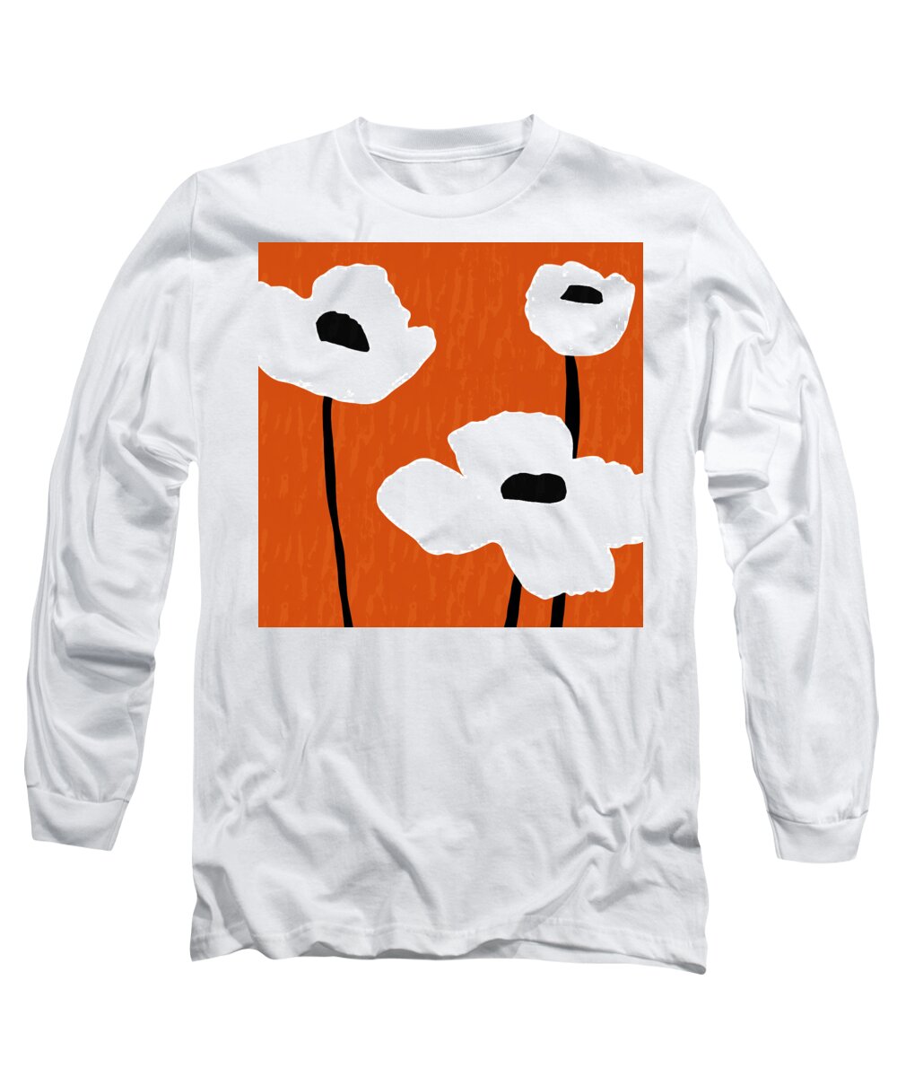 Orange Long Sleeve T-Shirt featuring the photograph Mod Poppies Orange- Art by Linda Woods by Linda Woods