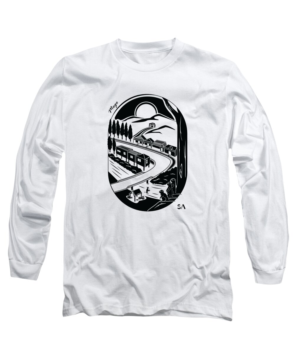Black And White Long Sleeve T-Shirt featuring the digital art Mogo by Silvio Ary Cavalcante