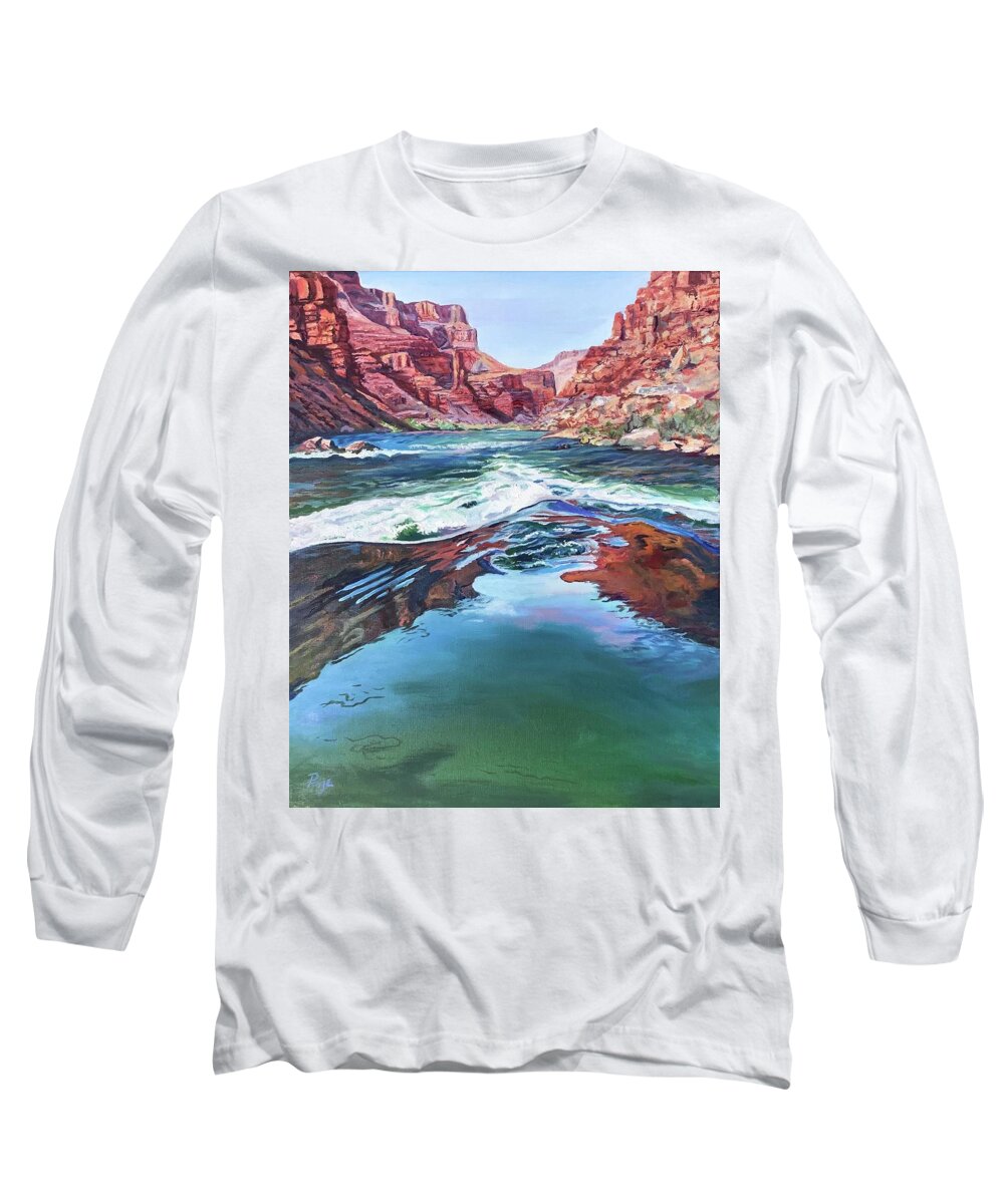 Water Long Sleeve T-Shirt featuring the painting Momentum, Grand Canyon by Page Holland
