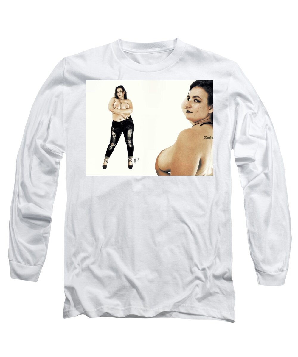 Breast Long Sleeve T-Shirt featuring the digital art Mona 5 by Mark Baranowski