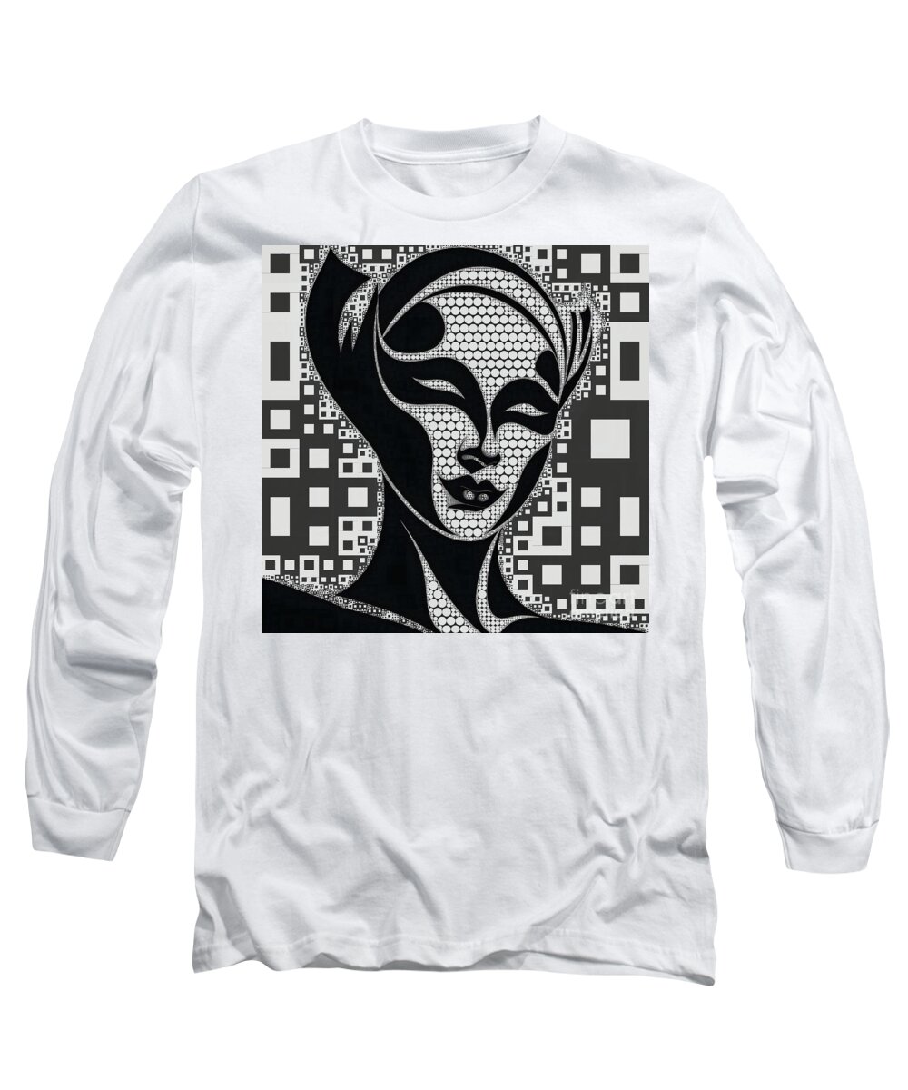 Abstract Long Sleeve T-Shirt featuring the digital art Mosaic Style Abstract Artwork - 02839 by Philip Preston