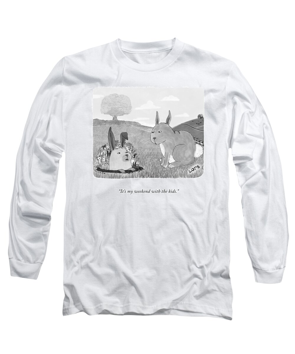 it's My Weekend With The Kids.� Long Sleeve T-Shirt featuring the drawing My Weekend With The Kids by Lars Kenseth