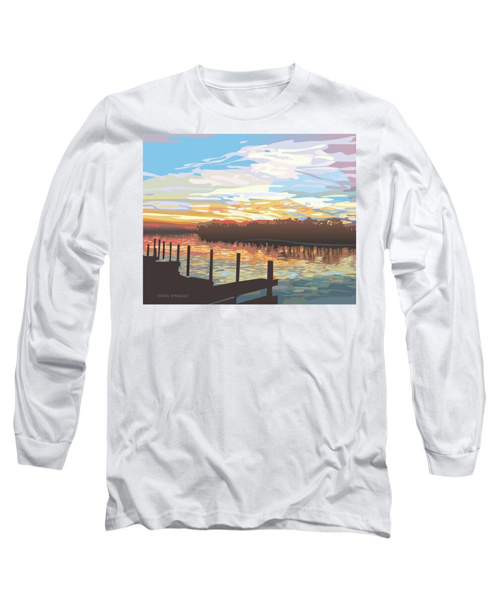 Landscape Long Sleeve T-Shirt featuring the digital art Nancy's river by Susan Spangler