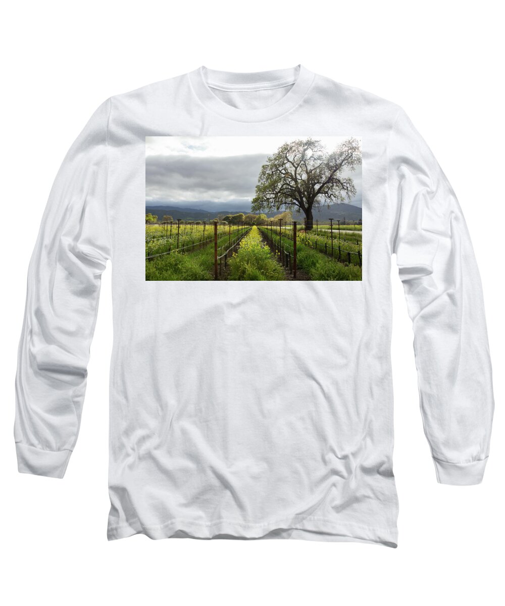 St. Helena Long Sleeve T-Shirt featuring the photograph Napa Valley Mustard Views by Aileen Savage