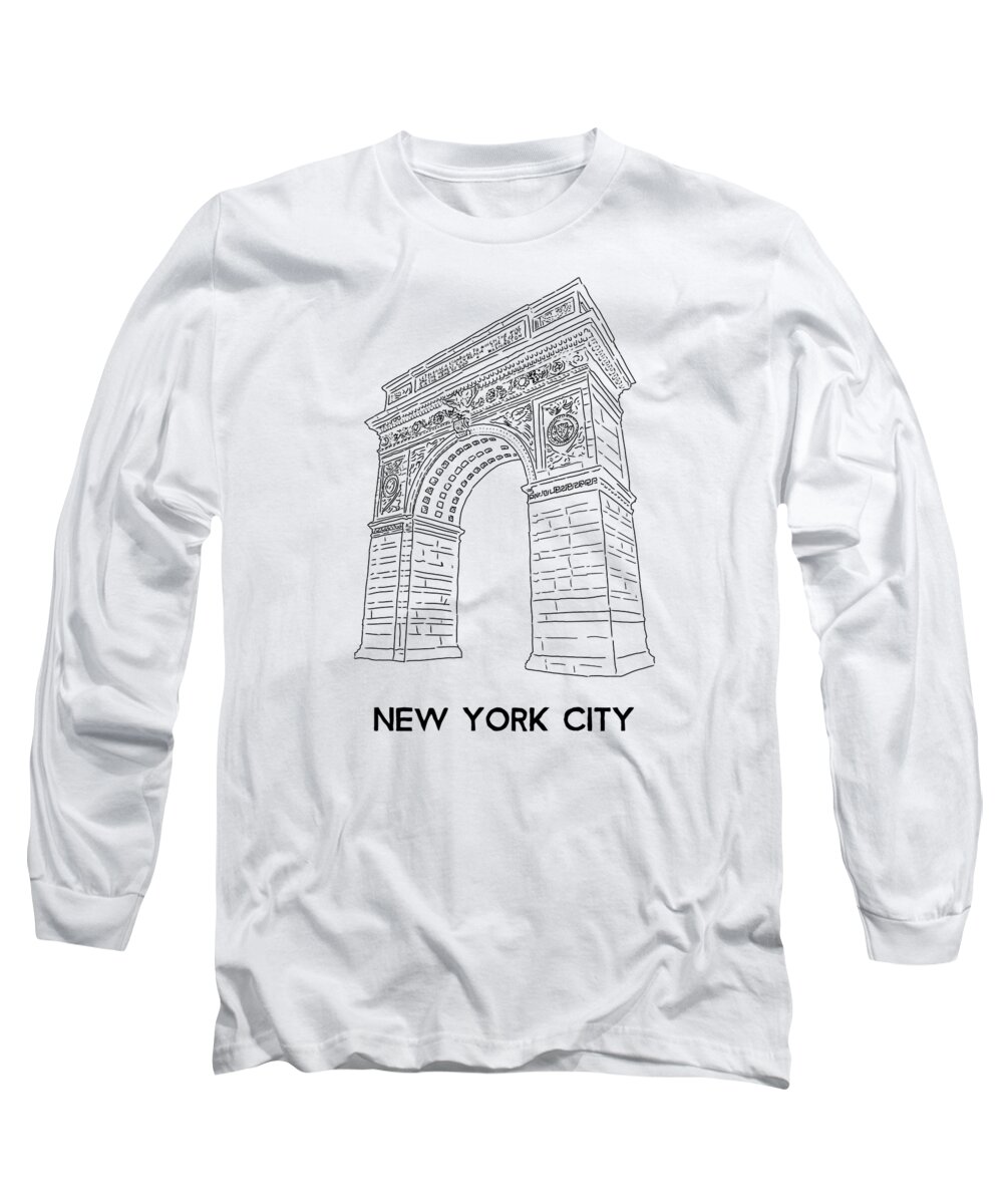Nyu Long Sleeve T-Shirt featuring the digital art New York City New York University Washington Square Park by Lance Gambis