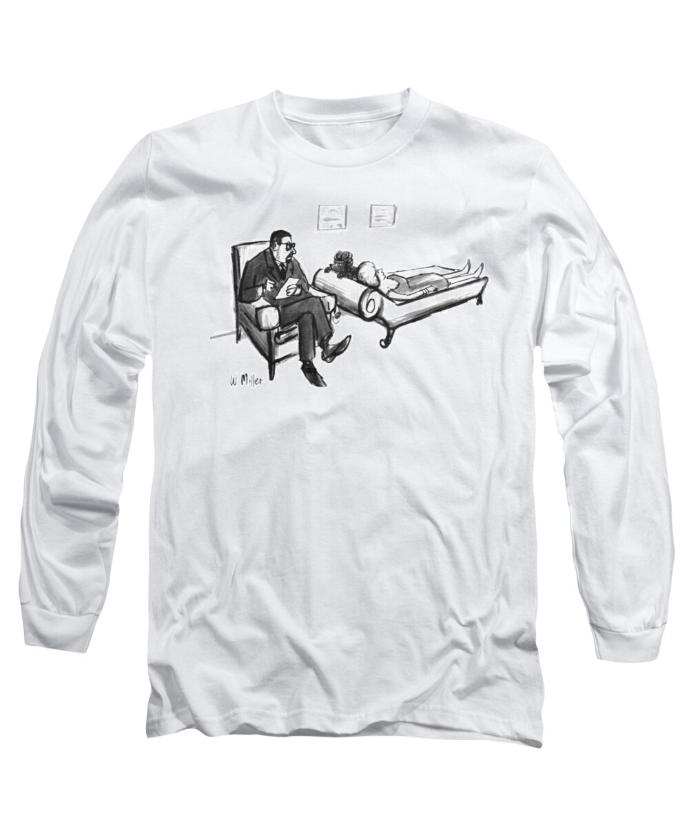 Psychiatry Long Sleeve T-Shirt featuring the drawing New Yorker January 16, 1965 by Warren Miller