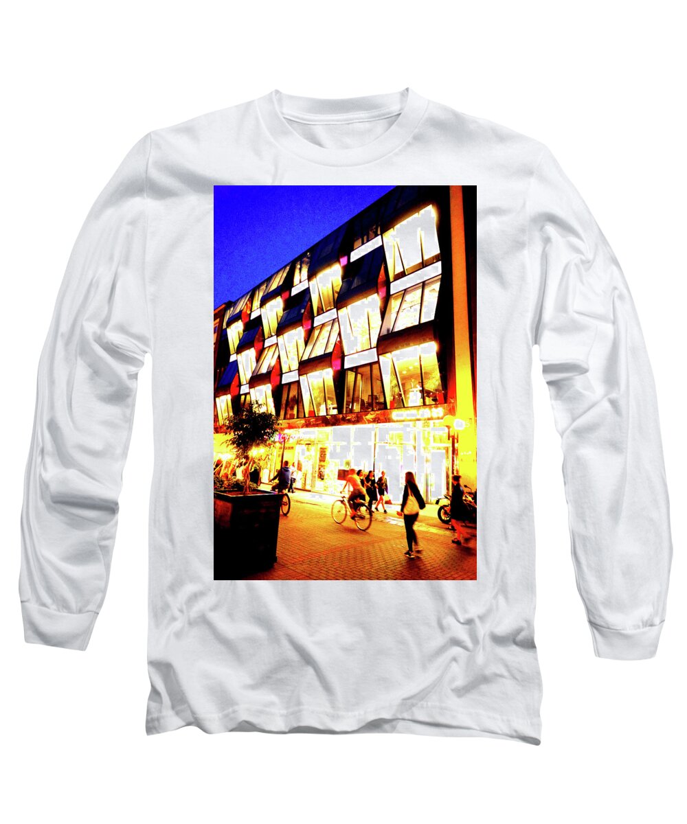 Office Long Sleeve T-Shirt featuring the photograph Office Building At Evening In Warsaw, Poland by John Siest