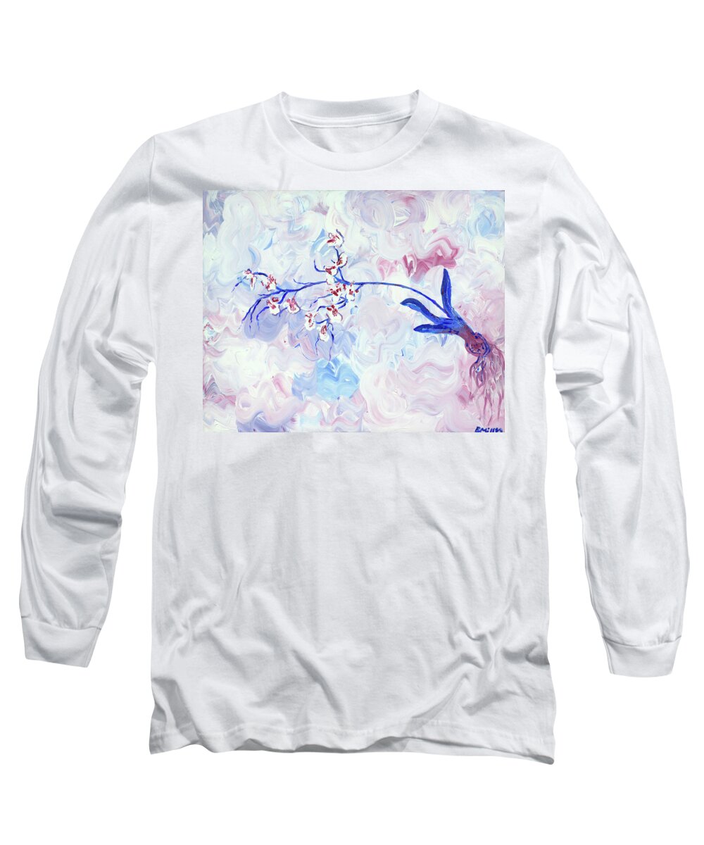 Flower Long Sleeve T-Shirt featuring the painting Orchids by Britt Miller