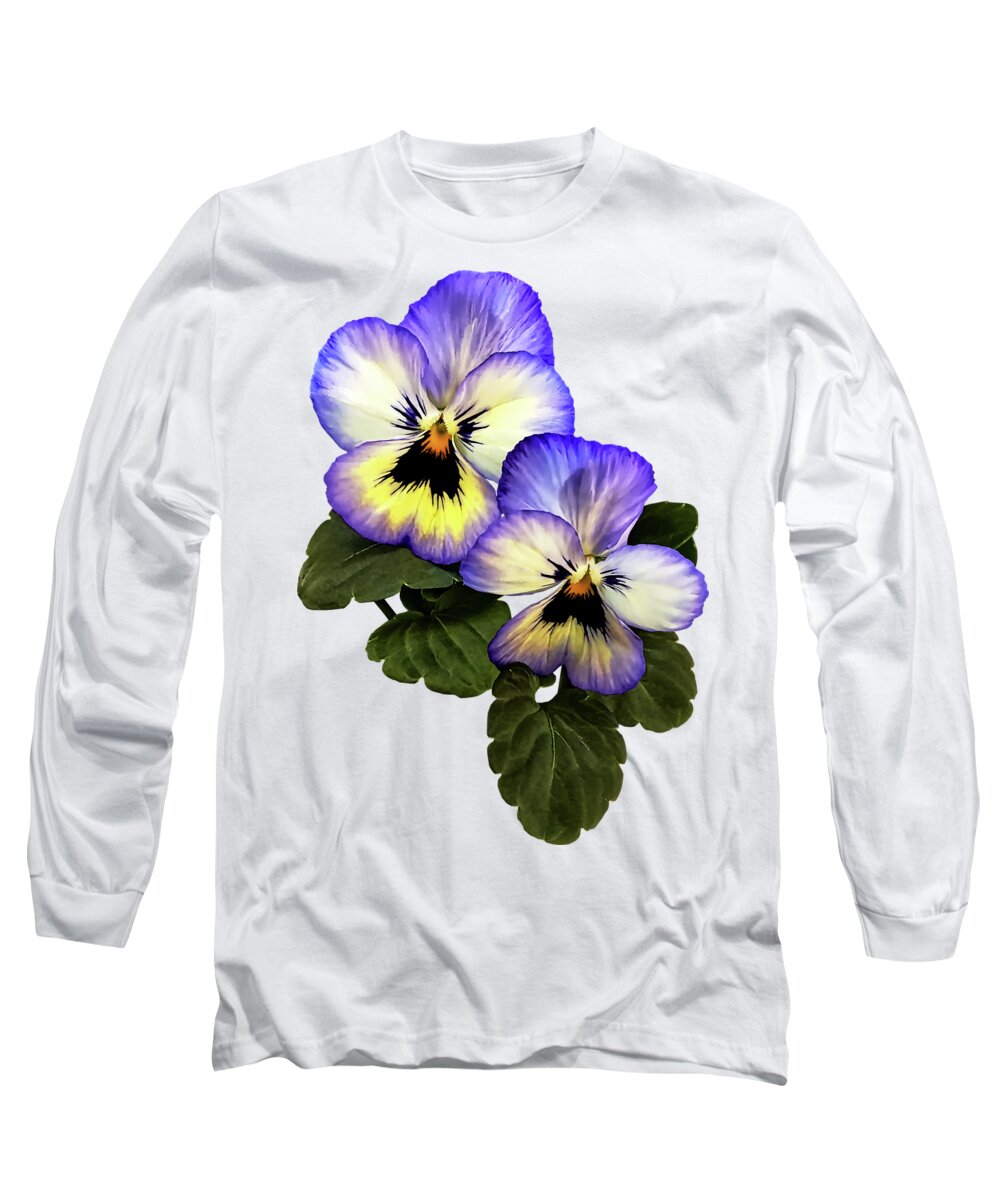 Pansy Long Sleeve T-Shirt featuring the photograph Pansy Duo by Susan Savad