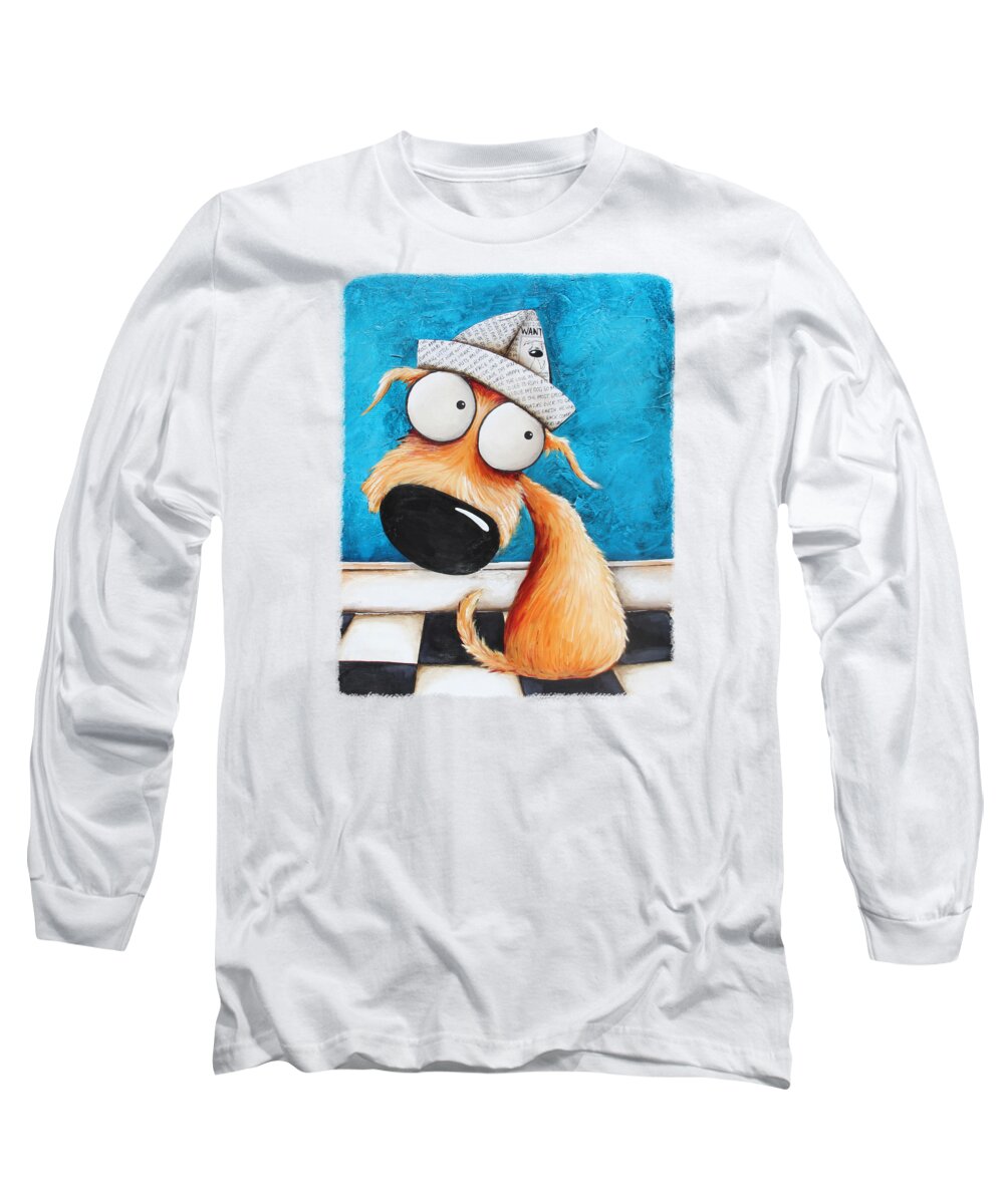 Dog Long Sleeve T-Shirt featuring the painting Paper hat by Lucia Stewart