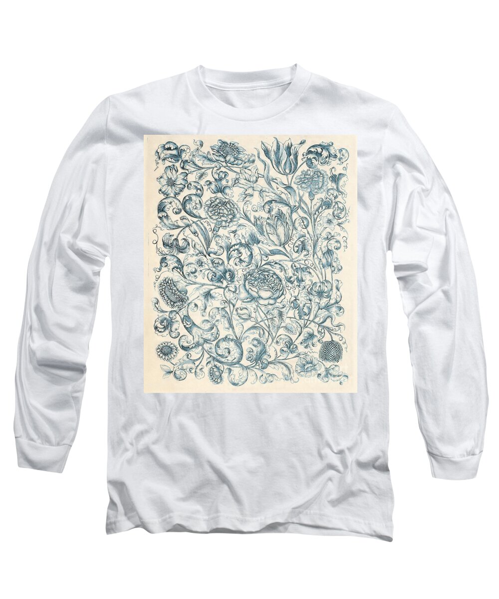Vintage Floral Long Sleeve T-Shirt featuring the painting Paris Market I by Mindy Sommers