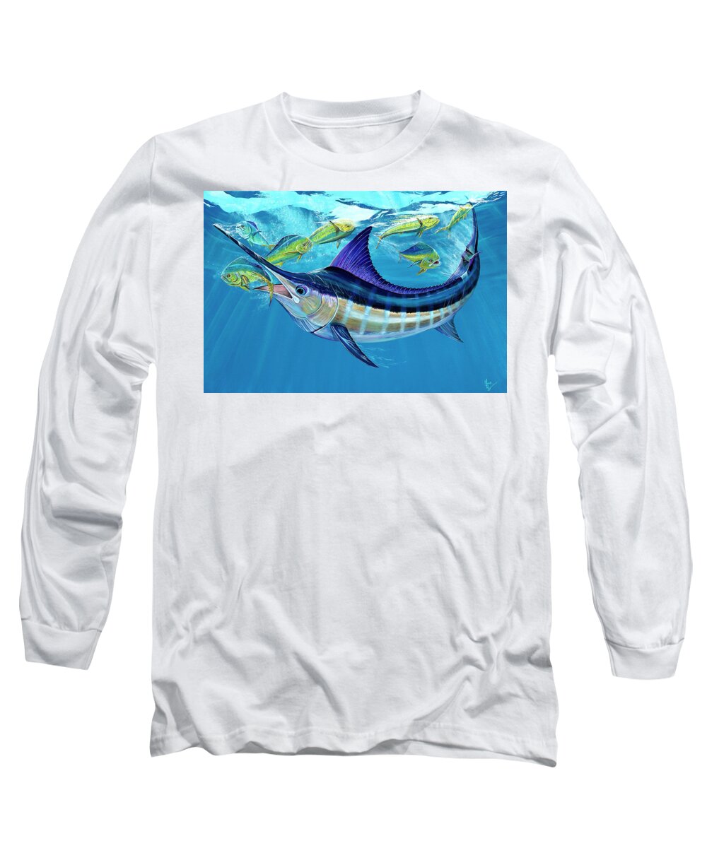 Marlin Long Sleeve T-Shirt featuring the painting Party Crasher by Mark Ray