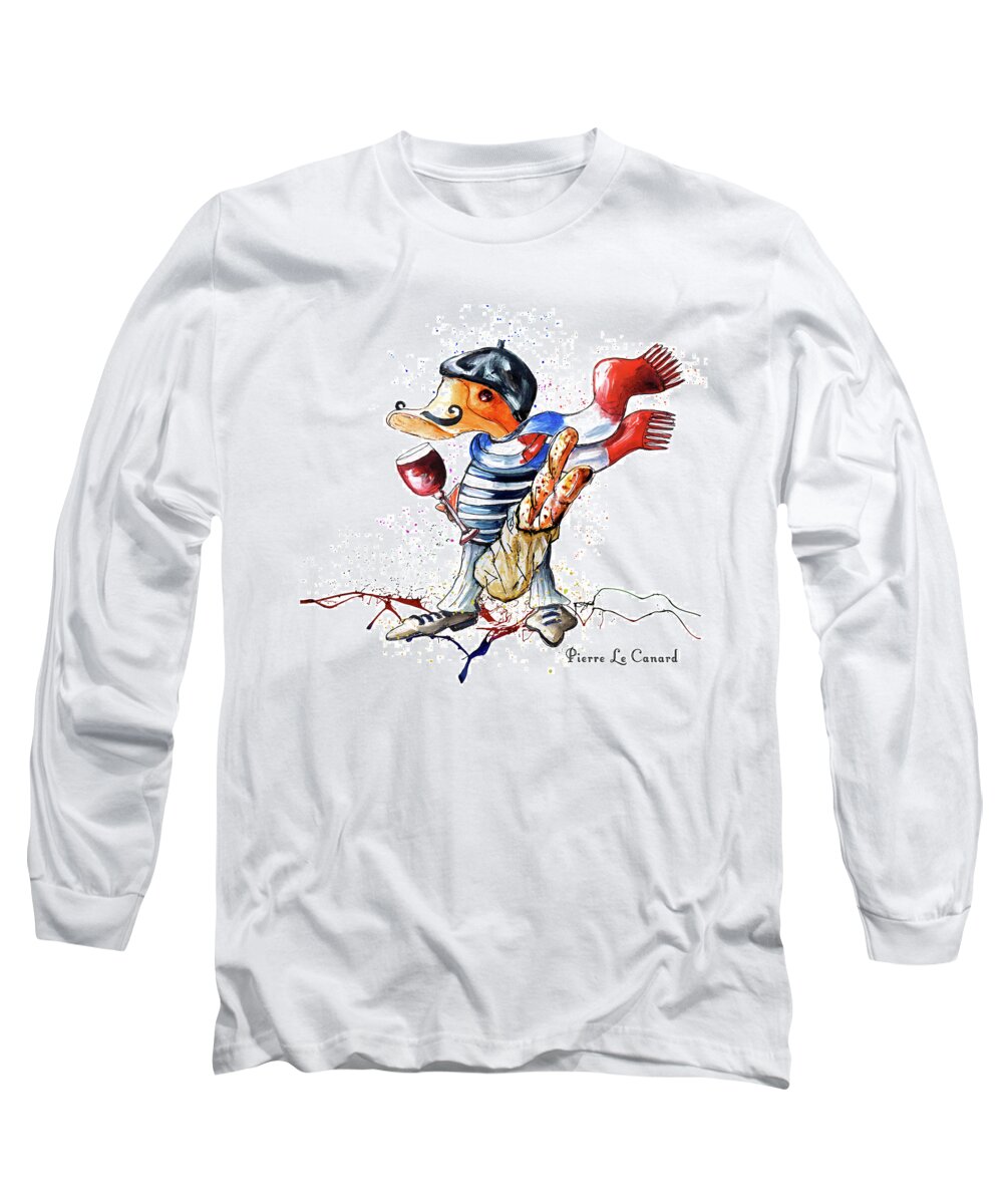 Duck Long Sleeve T-Shirt featuring the painting Pierre Le Canard by Miki De Goodaboom