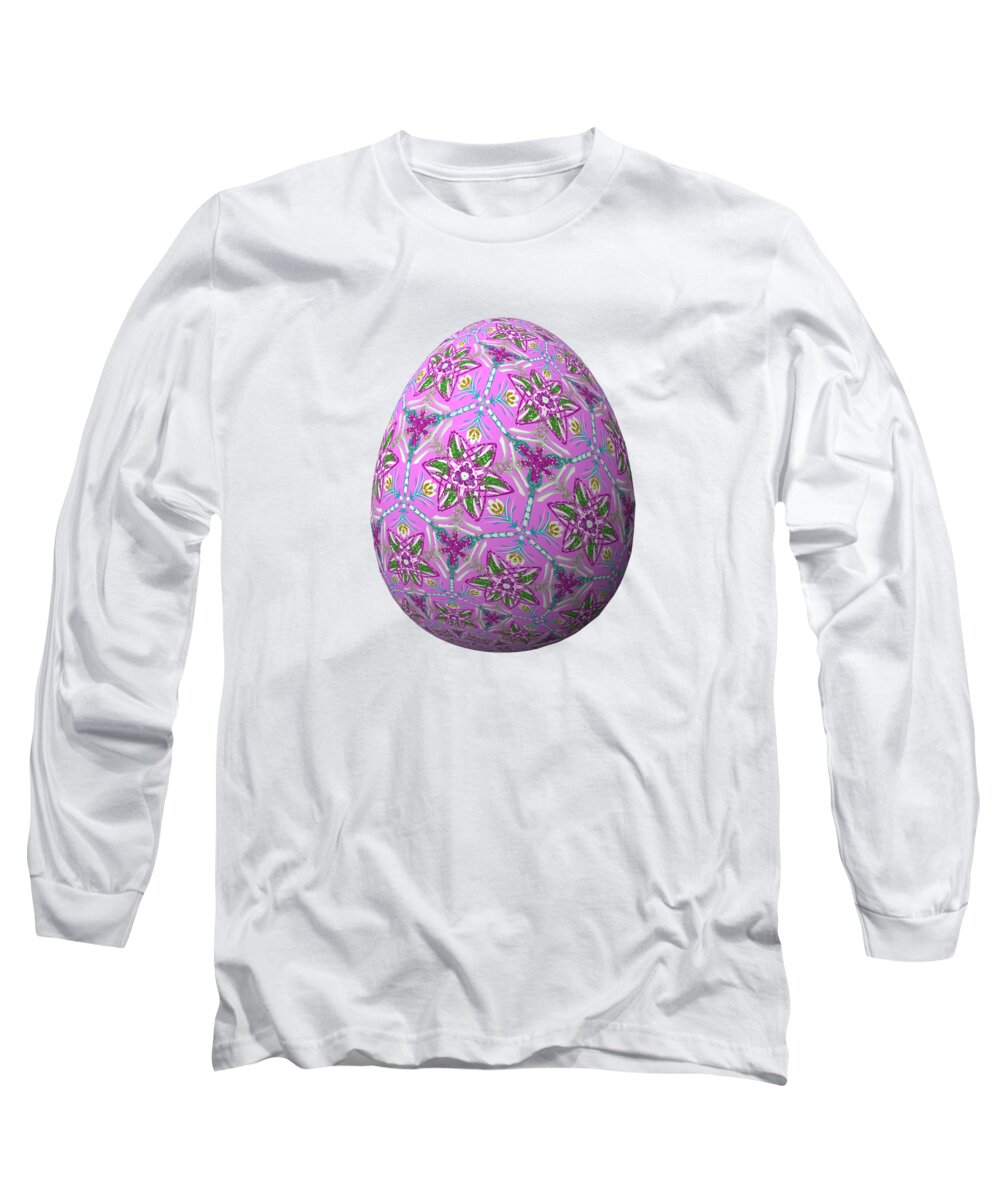 Easter Egg Long Sleeve T-Shirt featuring the mixed media Pink Easter Egg by Eileen Backman