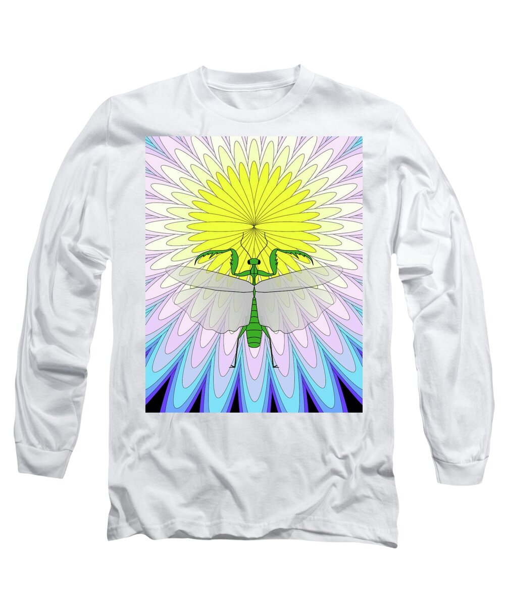 Praying Mantis Long Sleeve T-Shirt featuring the digital art Praying Mantis by Teresamarie Yawn