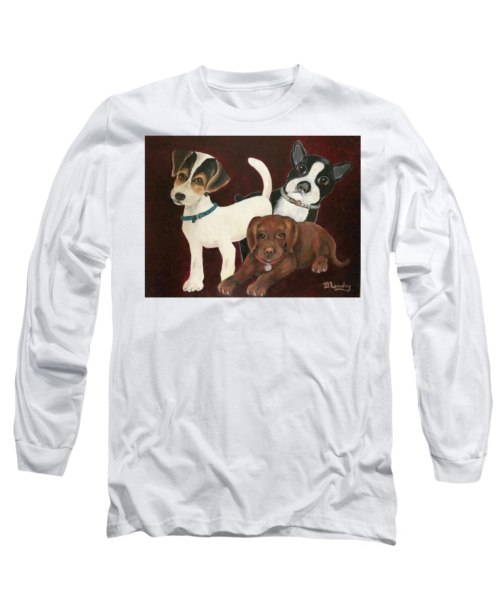 Puppy Long Sleeve T-Shirt featuring the painting Puppy Love by Barbara Landry