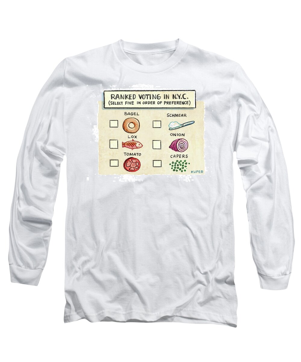 Ranked Voting In N.y.c. Long Sleeve T-Shirt featuring the drawing Ranked Voting in NYC by Peter Kuper