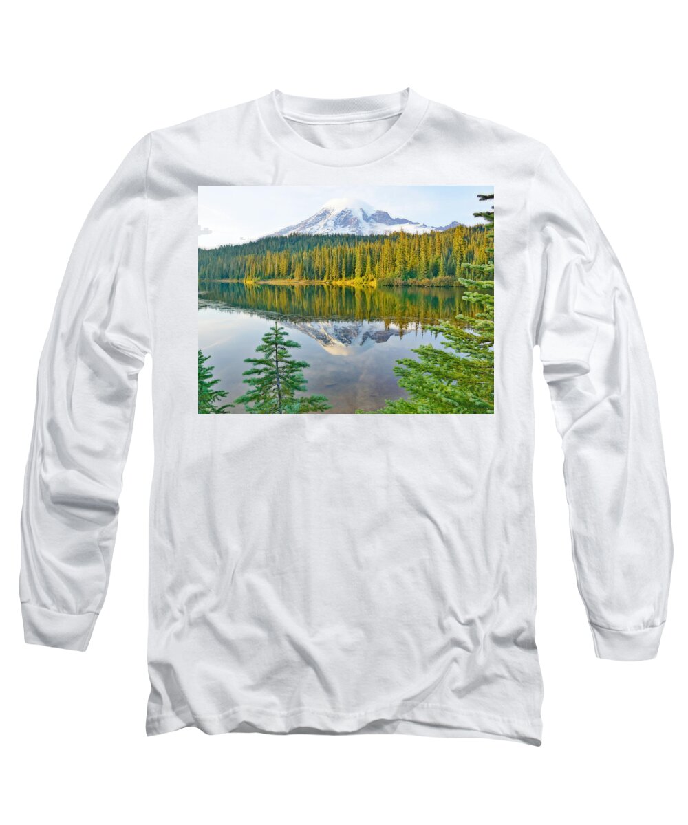 Reflection Long Sleeve T-Shirt featuring the photograph Reflection Lakes by Bill TALICH