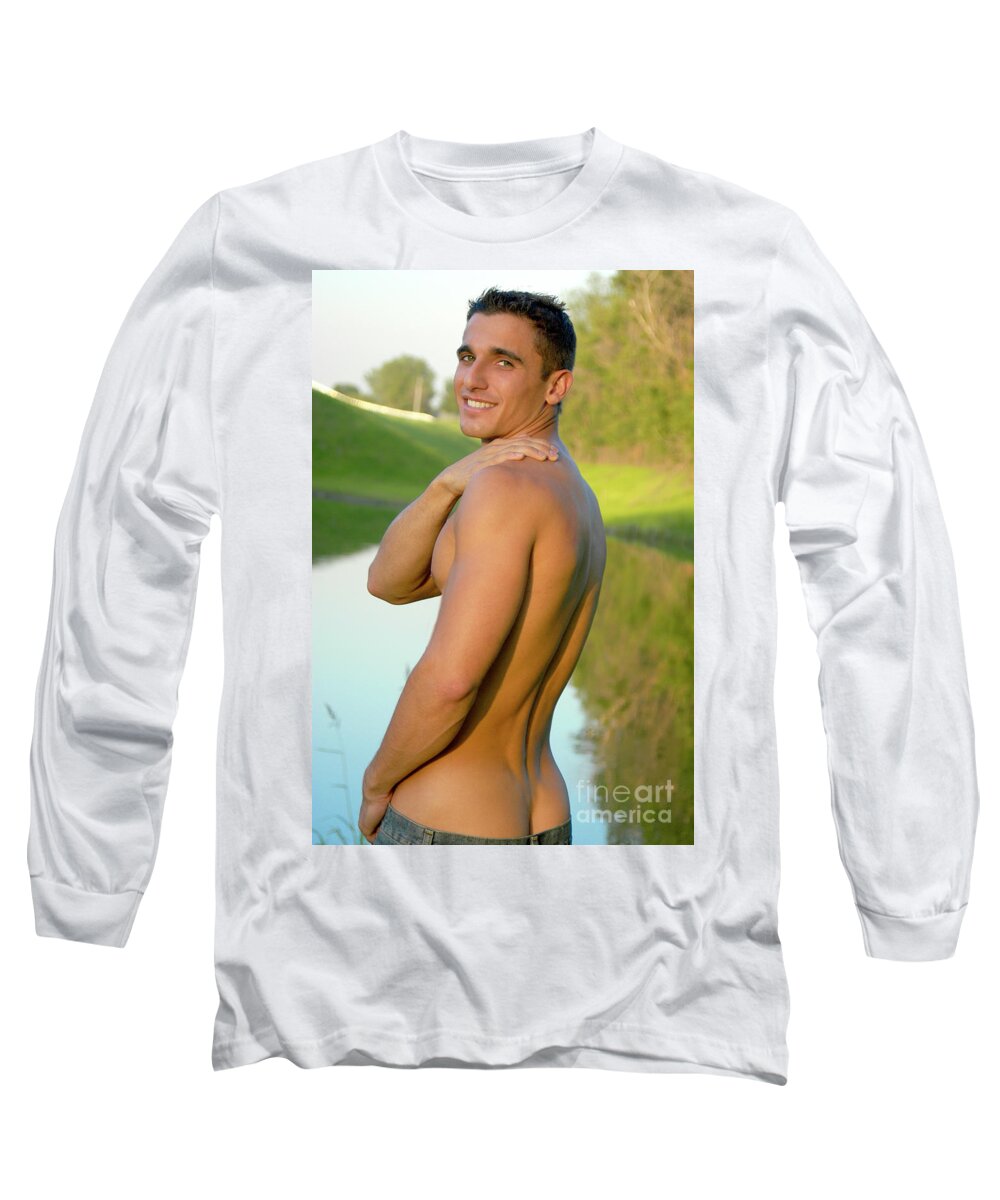 Young Long Sleeve T-Shirt featuring the photograph Ricky Ready for a Swim by Gunther Allen