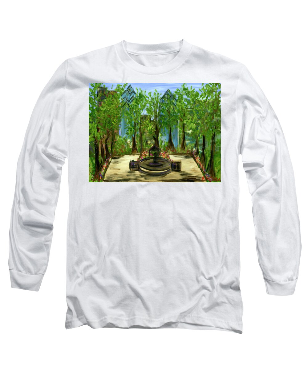 Philly Long Sleeve T-Shirt featuring the painting Rittenhouse Square in Spring by Britt Miller