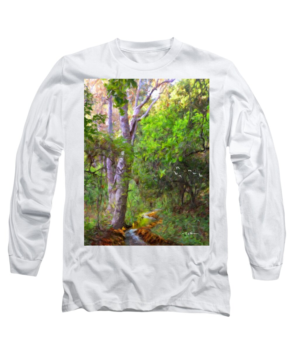 Landscape Long Sleeve T-Shirt featuring the painting Ross Creek, California by Trask Ferrero