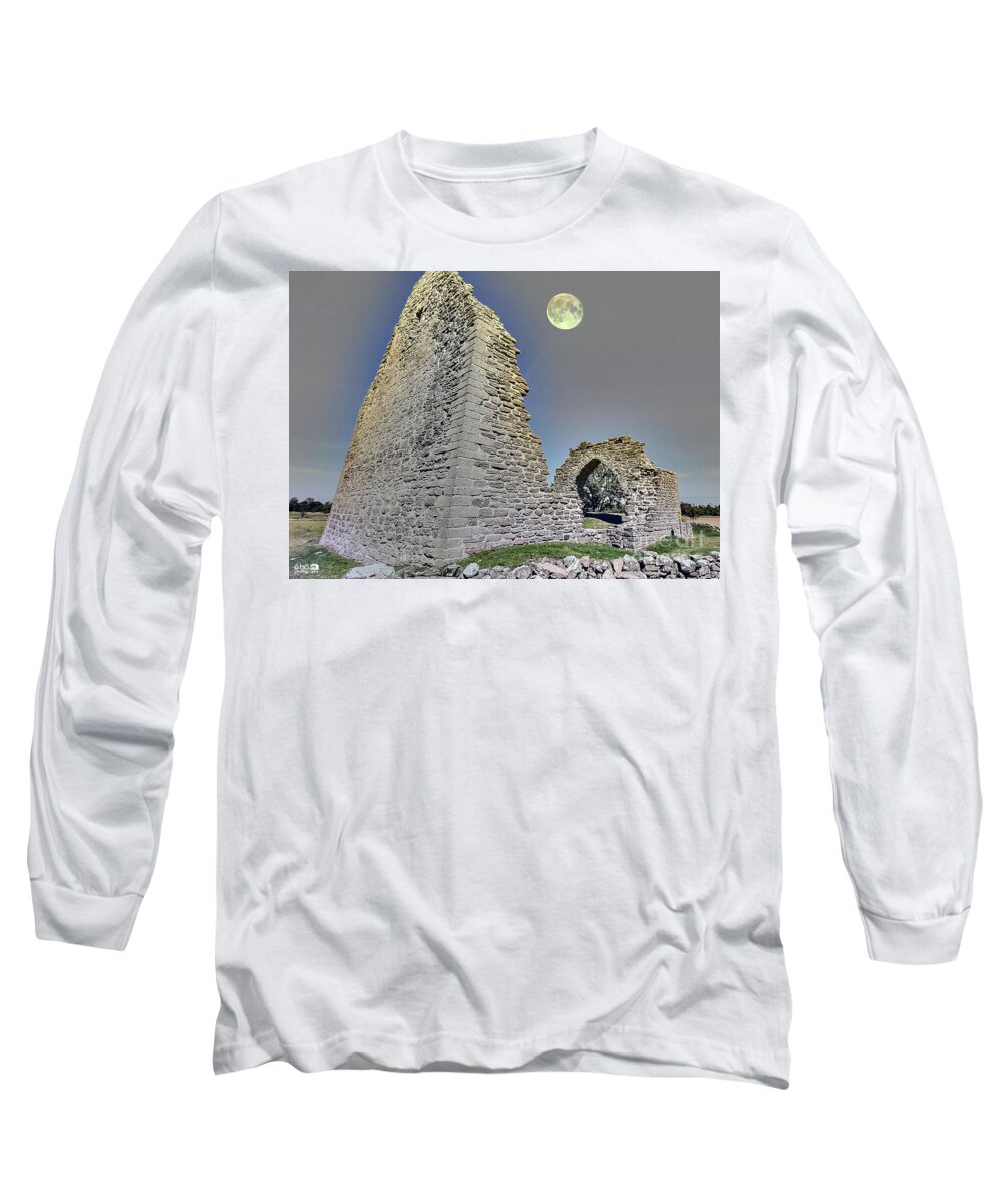 Full Moon Long Sleeve T-Shirt featuring the photograph Ruins of Graborg by Elaine Berger