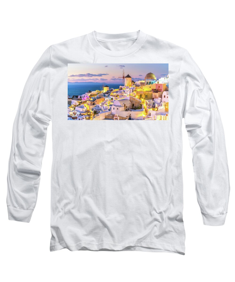 Santorini Long Sleeve T-Shirt featuring the photograph Santorini 06 by Aloke Design