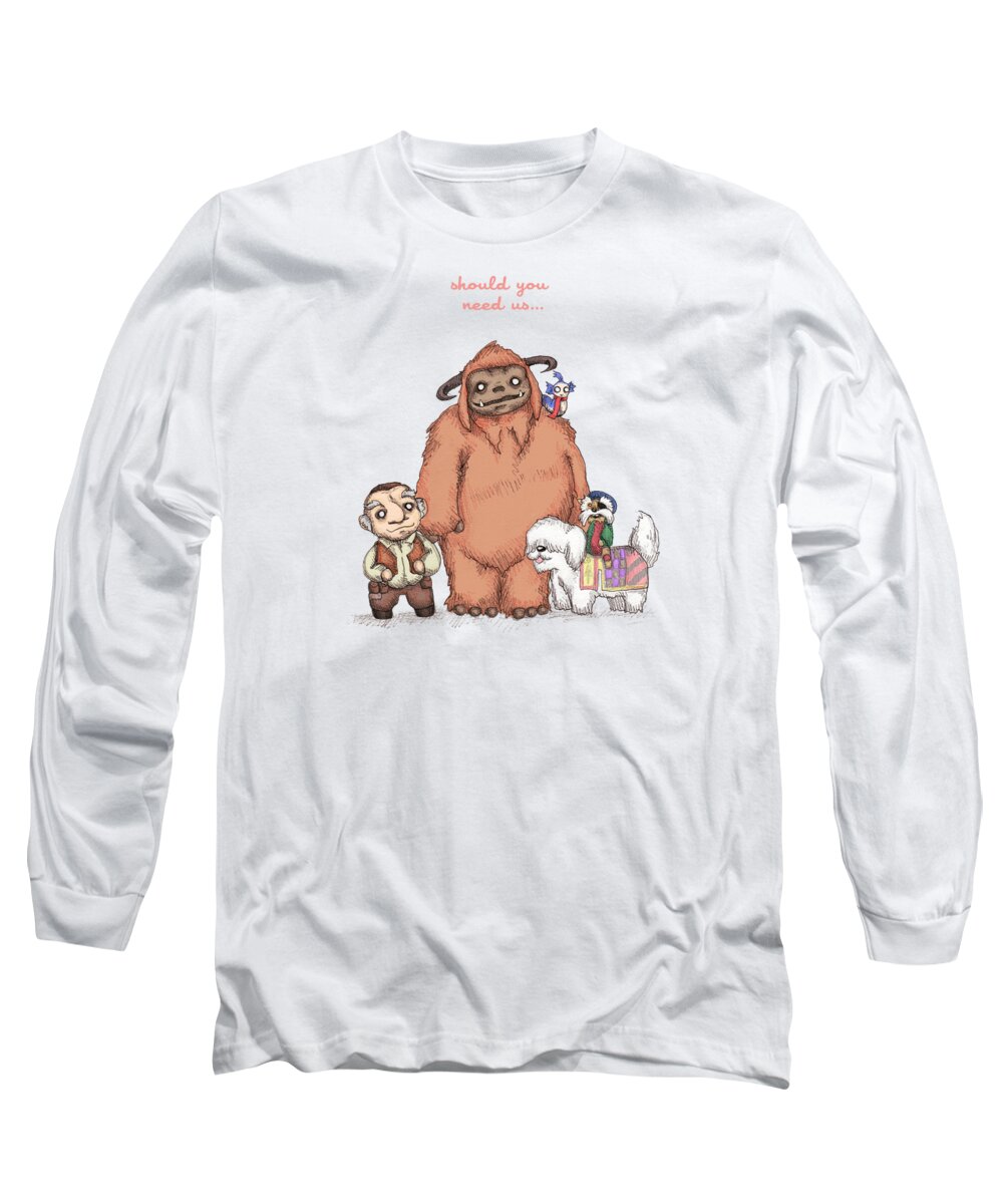 Labyrinth Long Sleeve T-Shirt featuring the drawing Should You Need Us by Ludwig Van Bacon