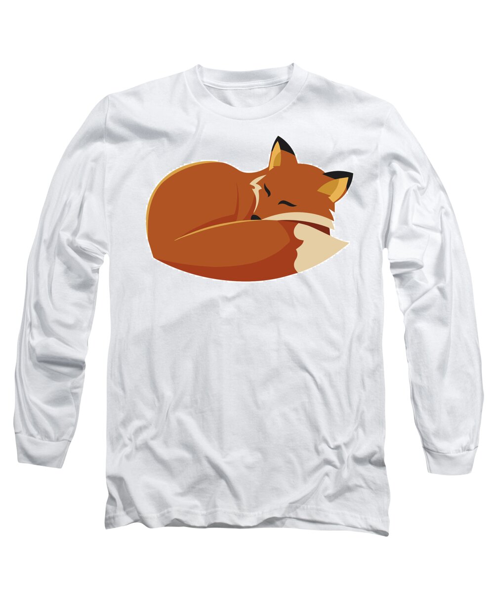 Fox Long Sleeve T-Shirt featuring the digital art Sleeping Fox by Caroline Elgin
