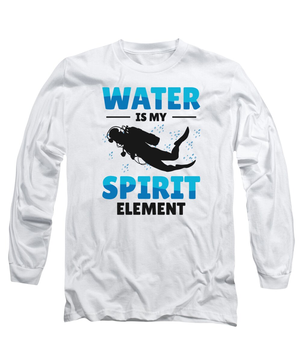 Water Long Sleeve T-Shirt featuring the digital art Snorkeling Water Sports Spirit Element Scuba-diving Diver by Toms Tee Store