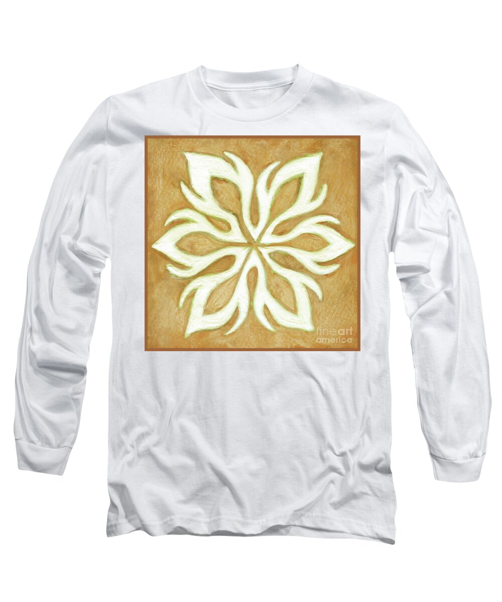 Snowflake Long Sleeve T-Shirt featuring the painting Snowfire 28. Snowflake Painting Series. by Amy E Fraser