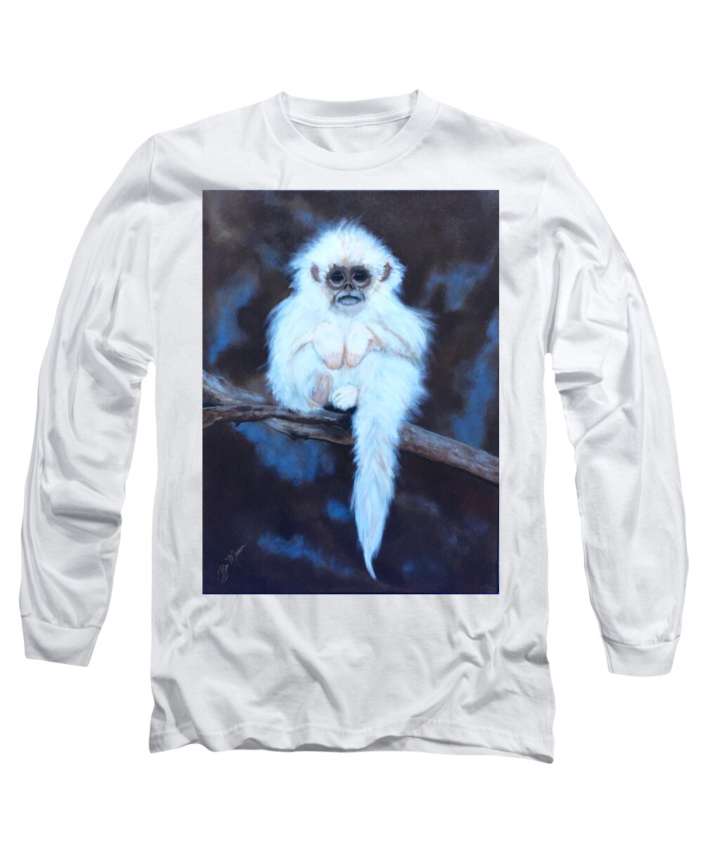  Long Sleeve T-Shirt featuring the painting Snub Nose Golden Monkey-Monkey Business by Bill Manson