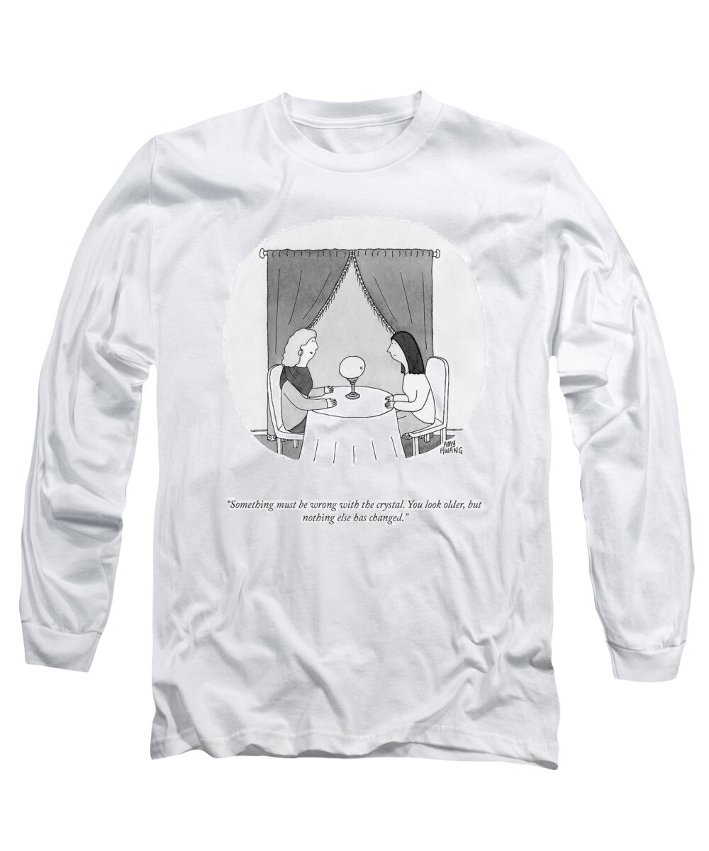 Something Must Be Wrong With The Crystal. You Look Older Long Sleeve T-Shirt featuring the drawing Something Must Be Wrong by Amy Hwang
