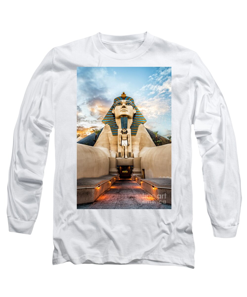 Luxor Long Sleeve T-Shirt featuring the photograph Sphinx at the Luxor on the Las Vegas Strip by Bryan Mullennix