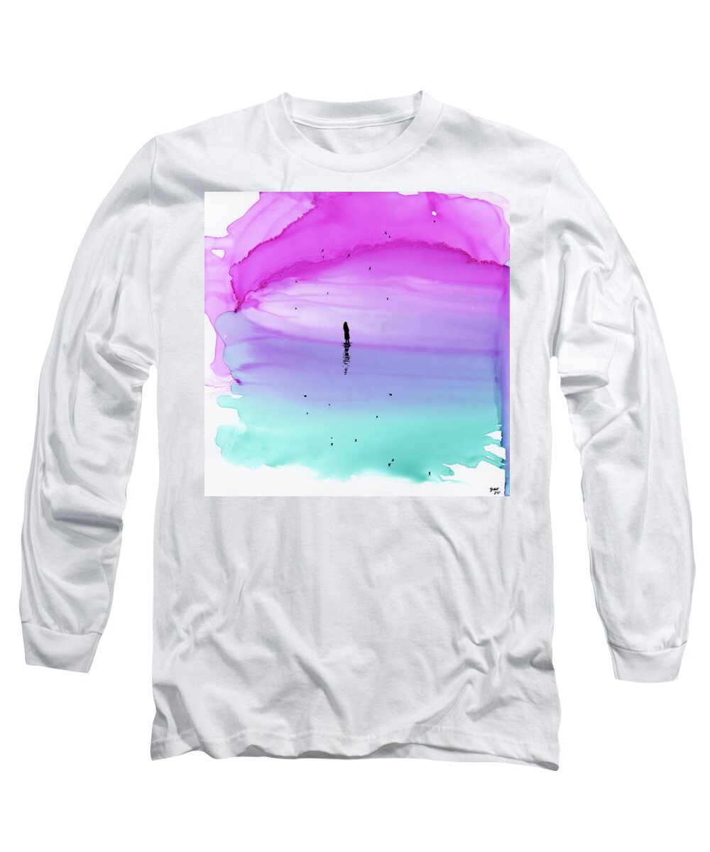 Alcohol Long Sleeve T-Shirt featuring the painting Splendid Tempests Three by KC Pollak