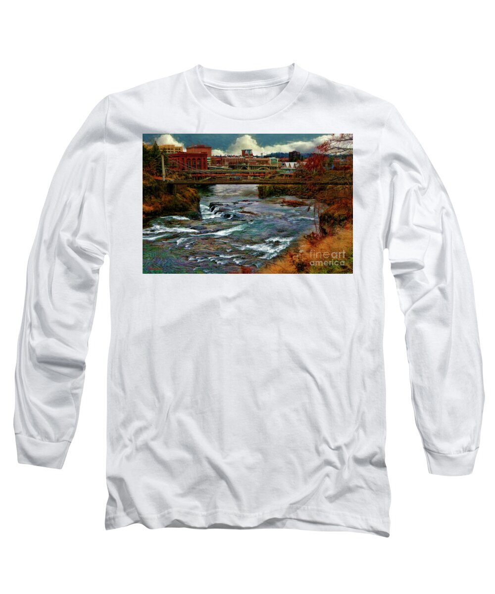 Spokane River Long Sleeve T-Shirt featuring the photograph Spokane River, Downtown Spokane WA by Blake Richards