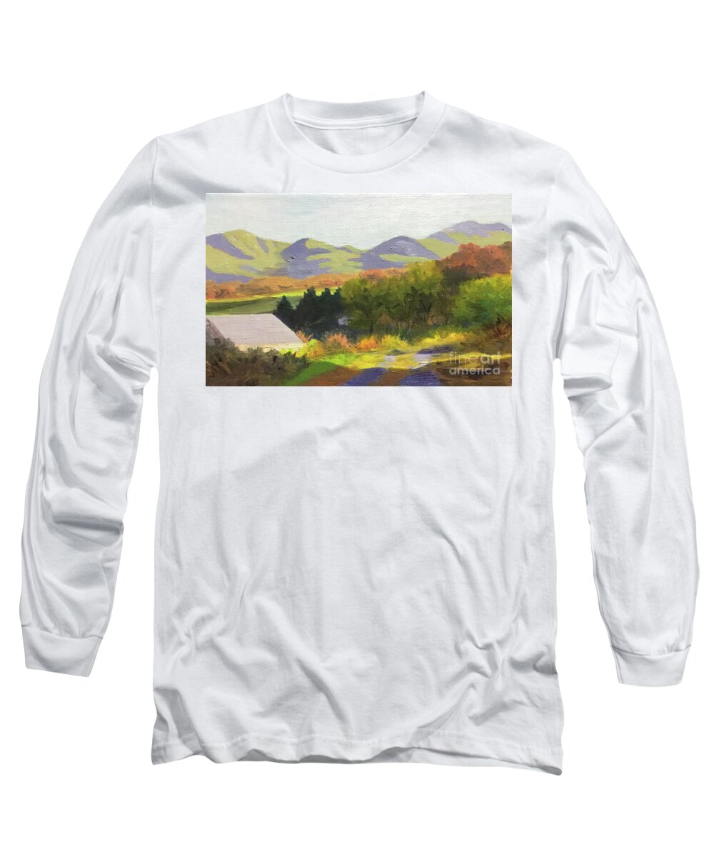 Woods Long Sleeve T-Shirt featuring the painting Spot of Sun by Anne Marie Brown