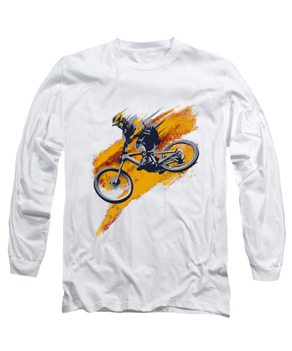 Mountain Bike Art Long Sleeve T-Shirt featuring the painting Stay Wild Mtb by Sassan Filsoof
