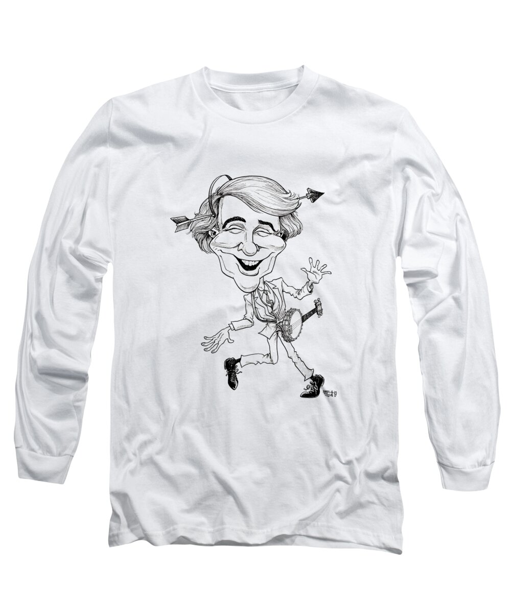 Caricature Long Sleeve T-Shirt featuring the drawing Steve Martin by Mike Scott